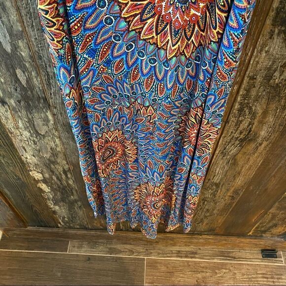 GRECERELLE Sz S NWT Blue Orange BALI Casual Maxi Beach Cover Up Relaxed Dress - Picture 11 of 13